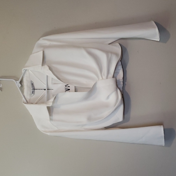 Zara Tops Nwt White Zara Cropped Collared Shirt Poshmark